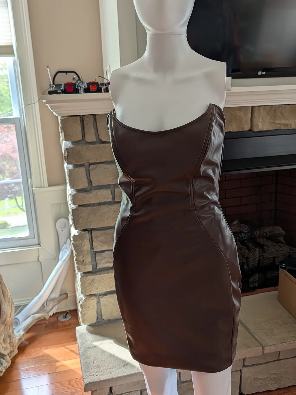 Fashion Nova Brown Faux Leather Mini Dress - Picture 2 of 6